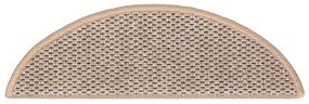 Tapetes escada adesivos aspeto sisal 15pcs 56x17x3cm bege-claro