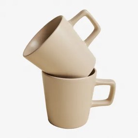 Pack De 2 Chávenas De Café 31 Cl Em Grés Marlena Beige De Amêndoa - Sklum