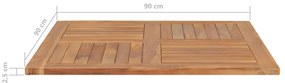 Tampo de mesa quadrado 90x90x2,5 cm madeira de teca maciça