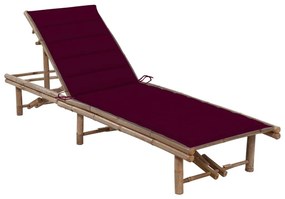vidaXL Espreguiçadeira de jardim com almofadão bambu