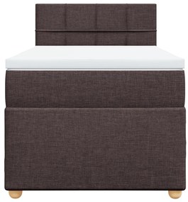 Cama com molas/colchão 90x190 cm tecido castanho-escuro
