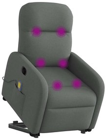 Poltrona elétrica elevatória massagens tecido cinzento-escuro