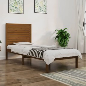 Estrutura cama pequena solteiro 75x190 cm madeira castanho mel