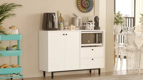 Aparador de cozinha "Toledo" - Branco - 120x85x35.5cm - Design Moderno