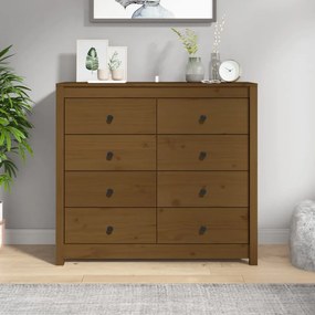 vidaXL Armário de apoio 100x40x90 cm pinho maciço castanho mel