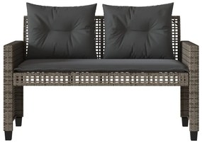 4 pcs conj. sofás de jardim c/almofadões vime PE/vidro cinzento