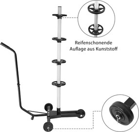 Suporte para jantes em alumínio preto até 225 mm, 116 x 53 x 79 cm Com capa protetora