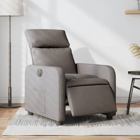 vidaXL Poltrona elétrica reclinável tecido cinzento-acastanhado