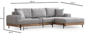 Sofá de Canto Eti – Cinzento – 280 x 170 cm