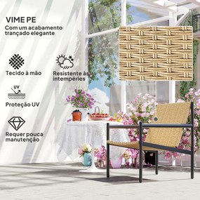 Cadeira de Jardim em Vime com Apoios de Braços Encosto Inclinado e Estrutura de Aço 61x74x81 cm Madeira