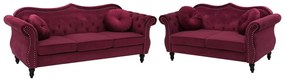Conjunto de sofás com 5 lugares em veludo vermelho escuro SKIEN Beliani