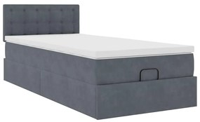 Estrutura cama otomana colchão 80x200 cm veludo cinzento escuro