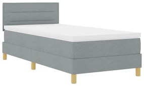 Cama Box Spring com Colchão &amp; LED Cinza claro 80x200 cm Tecido