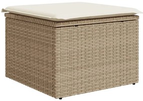 6 pcs conjunto de sofás p/ jardim com almofadões vime PE bege
