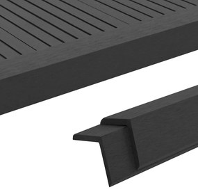 vidaXL Perfis angulares p/ pavimento em WPC 5 pcs 170 cm preto