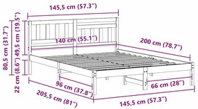 Estrutura da Cama com cabeceira Branco 140 x 200 cm