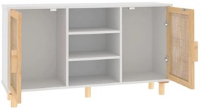 Aparador 105x30x60 cm madeira pinho maciça/vime natural branco