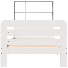 Cama sem colchão 90x200 cm madeira de pinho maciça branco