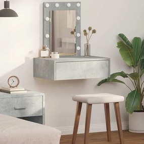 vidaXL Mesa de Maquiagem Suspensa com Luzes LED Cinza Concreto