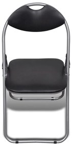 Cadeiras de jantar dobráveis 6 pcs couro artificial e aço preto
