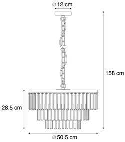 Lustre moderno preto com vidro fumê 9 luzes - Amel Moderno
