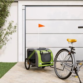 vidaXL Reboque de bicicleta p/ animais tecido oxford/ferro verde/cinza