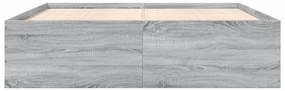 Estrutura de cama 200x200 cm derivados madeira cinzento sonoma