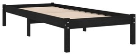 Estrutura de cama solteiro 90x190 cm madeira maciça preto
