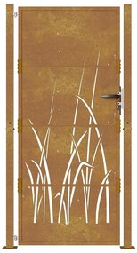 Portão de jardim 105x180 cm aço corten design erva