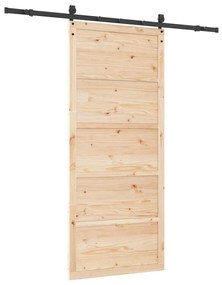 Porta Deslizante Castanho 80 x 208 cm Madeira de pinho maciça