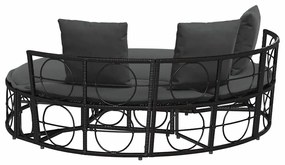 Cama lounge de exterior sem toldo vime PE preto