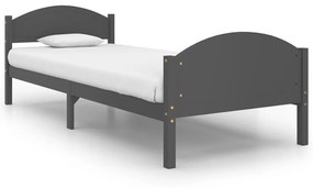 Estrutura de cama 90x200 cm madeira pinho maciço cinza-escuro