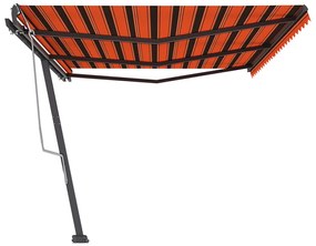 Toldo retrátil manual independente 600x350cm laranja e castanho