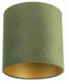 Abajur de veludo verde 25/25/25 com interior dourado