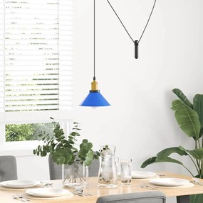 Candeeiro suspenso regulável altura E27 azul escuro Ø22cm
