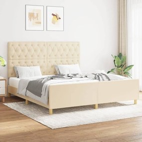 Estrutura de cama sem colchão 160x200 cm tecido cor creme