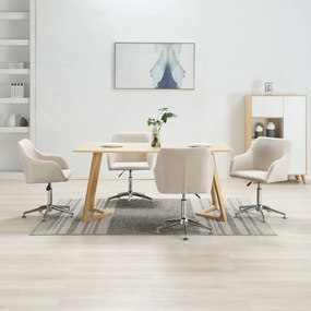 vidaXL Cadeiras de jantar giratórias 4 pcs tecido cor creme
