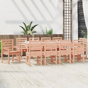 11 pcs conj. jantar p/ jardim madeira de douglas maciça