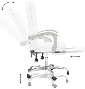 Cadeira de escritório reclinável couro artificial branco