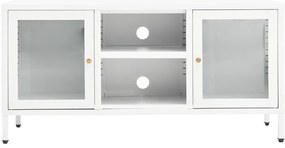 Móvel de TV 105x35x52 cm aço e vidro branco