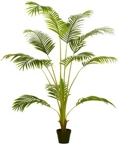 HOMCOM Palmeira Areca Artificial 170cm Planta Artificial com 11 Folhas Realistas e Vaso de Plástico Ø15x170 cm Verde