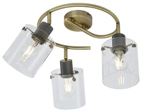 Foco de teto de design bronze com vidro transparente redondo 3-luzes - Domo Moderno