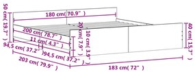 Estrutura de Cama Moona - 180x200 cm - Madeira Rustica - Design Modern