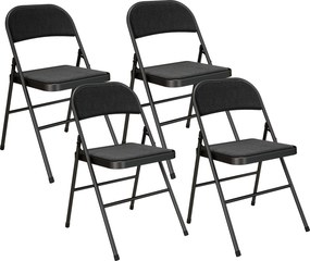 HOMCOM Conjunto de 4 Cadeiras Dobráveis Cadeiras de Sala de Jantar Portáteis Estrutura de Aço 45x46x78 cm Preto | Aosom Portugal