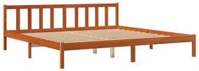 Cama sem colchão 200x200 cm pinho maciço castanho-mel