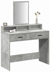 Mesa de maquilhagem vidaXL com gavetas Cinzento Concreto 100x41x140 cm
