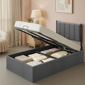 Estrutura da cama, 90 x 200 cm, com base de ripas rebatível (COLCHÃO NÃO INCLUIDO) cinzenta