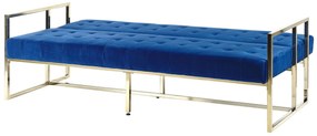 Sofá-cama de 3 lugares em veludo azul MARSTAL Beliani