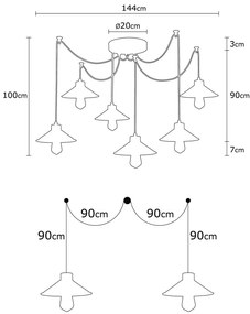 Candeeiro de Teto Manavgat – Preto – Diâmetro 144 cm, Altura 100 cm