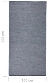 Tapete de tecido plano para exterior 100x200 cm azul